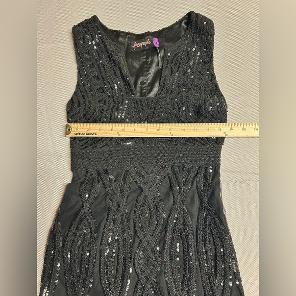 Free People | Black Snake Charmer Sequin Bodycon Dress | Size 0 - Picture 9 of 13